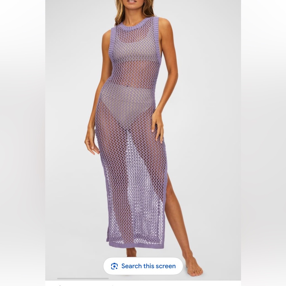 BEACH RIOT HOLLY DRESS LAVENDER BEACH COVER UP SWIM Xsmall OPEN KNIT CROCHET